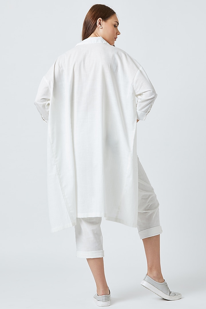 White Oversized Tunic With Slits by Doodlage at Pernia's Pop Up Shop