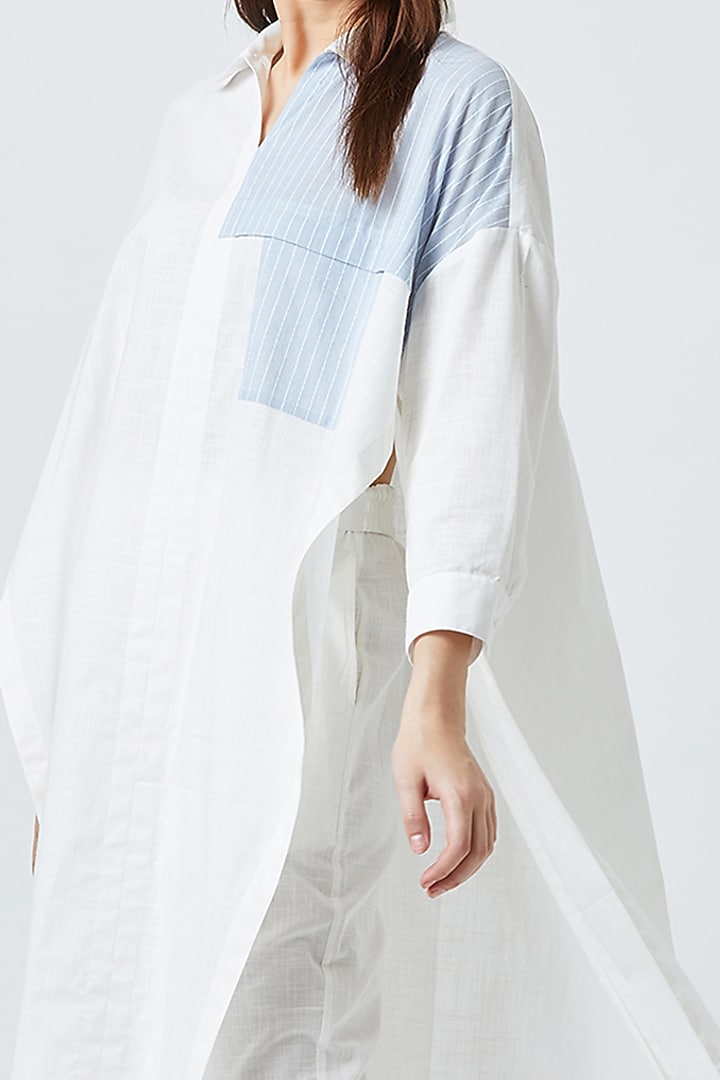 White Oversized Tunic With Slits by Doodlage at Pernia's Pop Up Shop