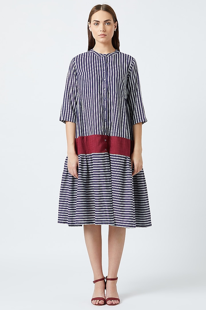 Blue Summer Dress With Gathers by Doodlage at Pernia's Pop Up Shop