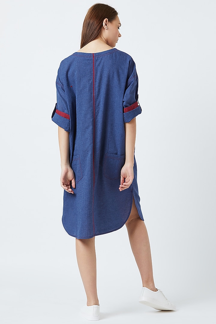 Blue Oversized Summer Dress With Piping by Doodlage at Pernia's Pop Up Shop