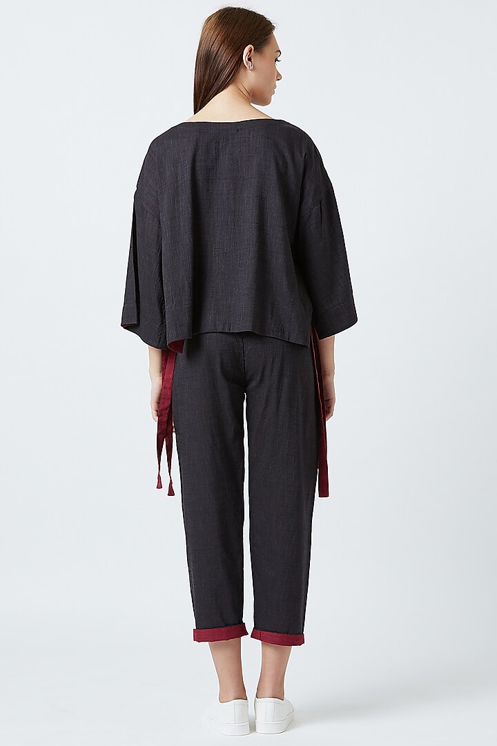 Black Loose Fit Top With Strings by Doodlage at Pernia's Pop Up Shop