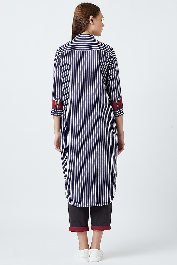Blue Striped Tunic With Inner Layer by Doodlage at Pernia's Pop Up Shop