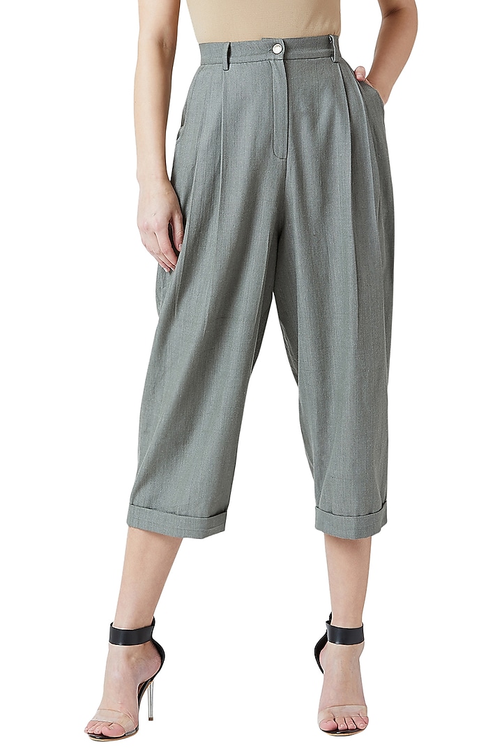 Olive Green Pleated Pants by Doodlage