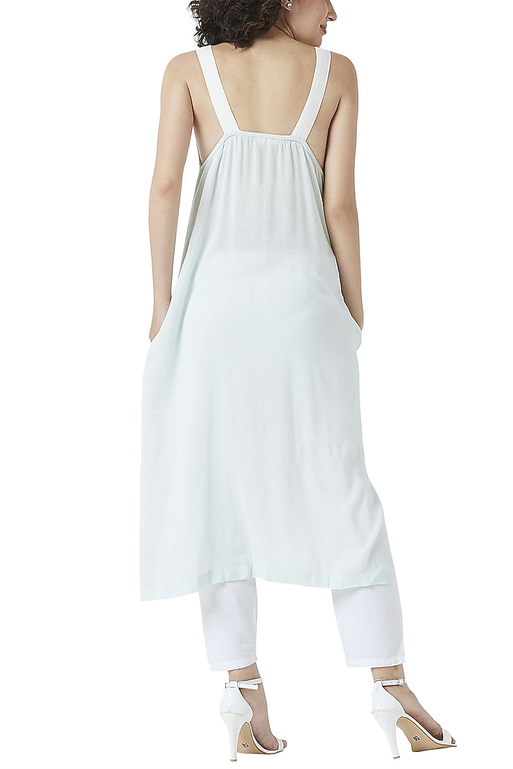 White & Mint Handcrafted Tunic by Doodlage at Pernia's Pop Up Shop