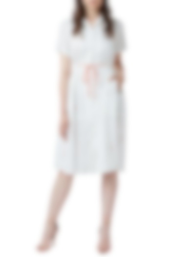 White Embroidered Button Down Dress by Doodlage