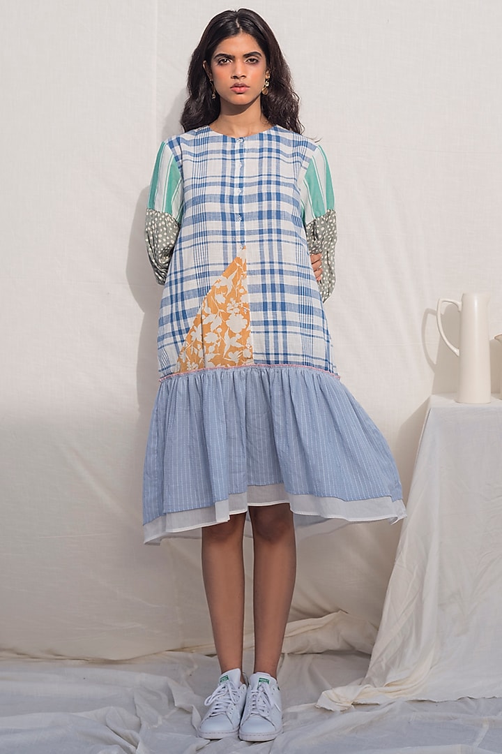 Multi Colored Upcycled Cotton Panelled Summer Dress by Doodlage at Pernia's Pop Up Shop