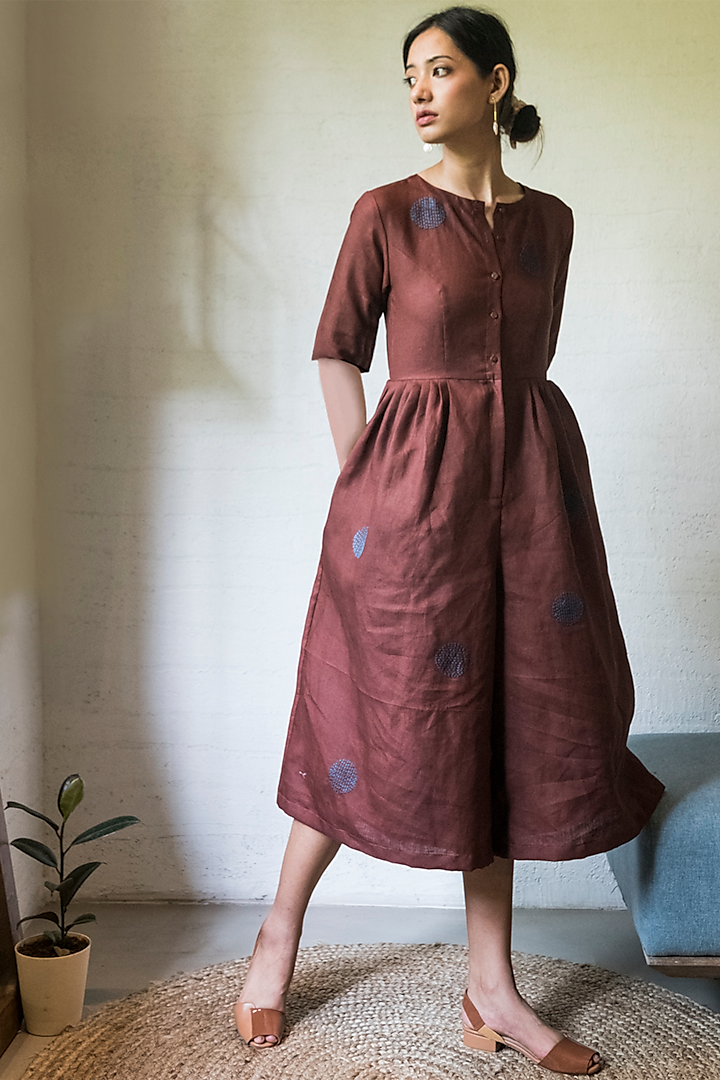 Brown Upcycled Linen Jumpsuit by Doodlage