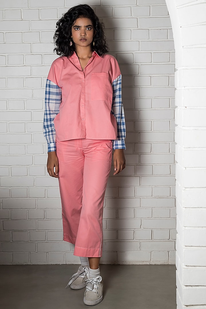 Pink Uncycled Crepe Shirt by Doodlage