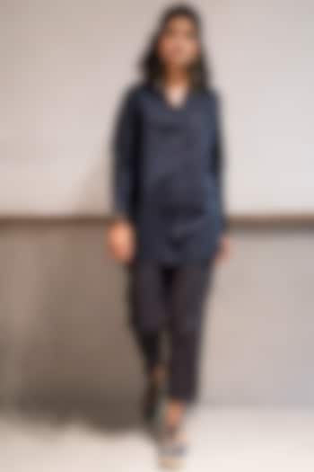 Navy Blue Collared Shirt  by Doodlage at Pernia's Pop Up Shop