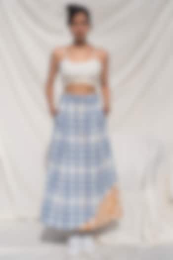 Blue Checkered Pleated Skirt by Doodlage
