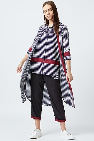 Blue & White Striped Tunic by Doodlage