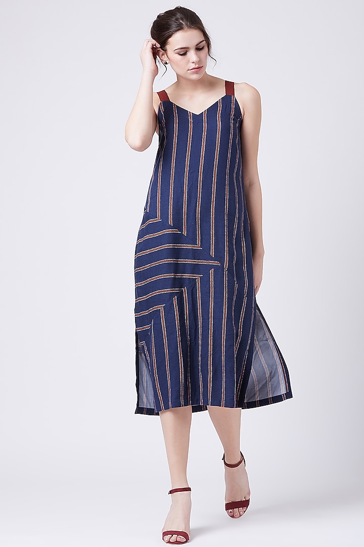 Blue Striped Strappy Dress by Doodlage