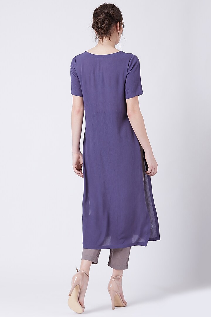 Purple Embroidered Tunic With Slits by Doodlage at Pernia's Pop Up Shop