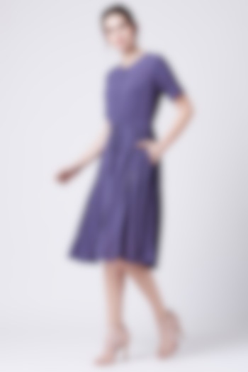 Purple Embroidered Pleated Dress by Doodlage