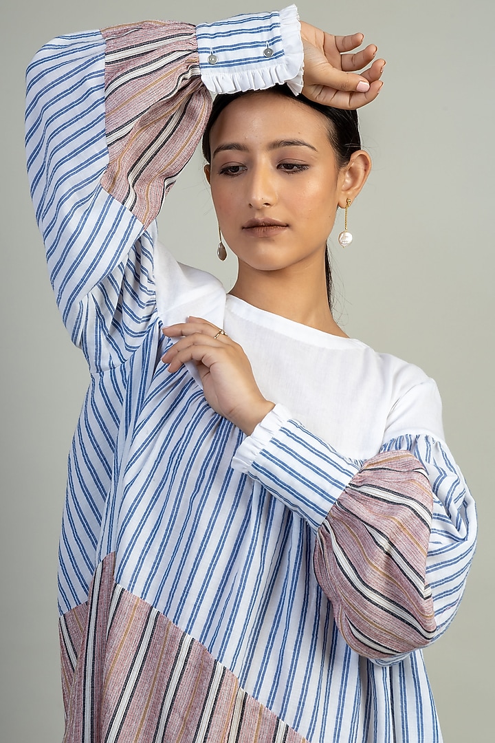 Multi-Coloured Upcycled Cotton Gathered Summer Dress by Doodlage at Pernia's Pop Up Shop
