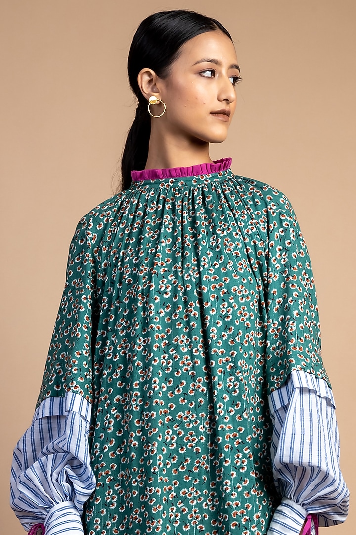 Green Floral Printed Summer Dress by Doodlage at Pernia's Pop Up Shop