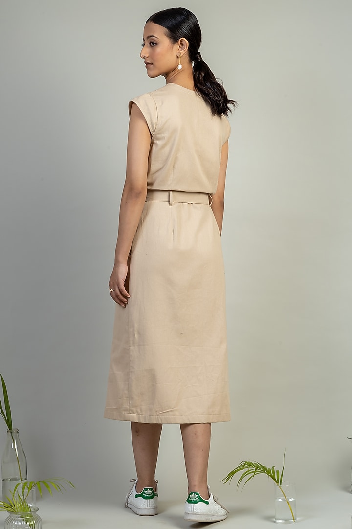 Beige Upcycled Cotton Summer Dress by Doodlage at Pernia's Pop Up Shop