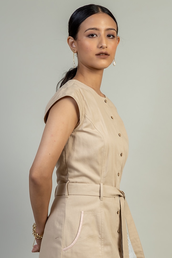 Beige Upcycled Cotton Summer Dress by Doodlage at Pernia's Pop Up Shop