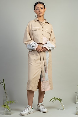 Beige Upcycled Cotton Short Jacket by Doodlage