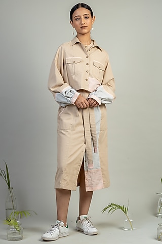 Beige Upcycled Cotton Jacket Dress by Doodlage