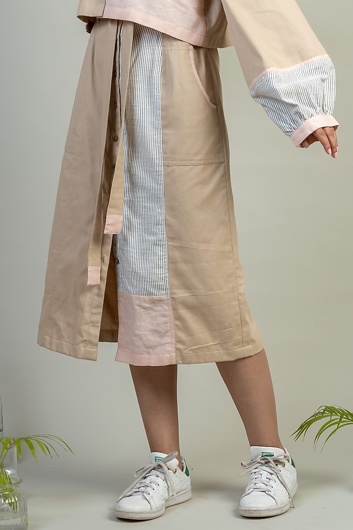 Beige Upcycled Cotton Jacket Summer Dress by Doodlage at Pernia's Pop Up Shop