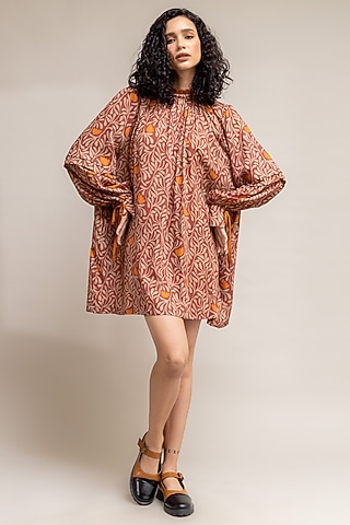 Rust Printed Dress by Doodlage