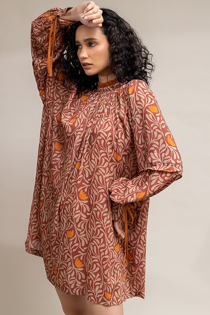 Rust Printed Summer Dress by Doodlage at Pernia's Pop Up Shop
