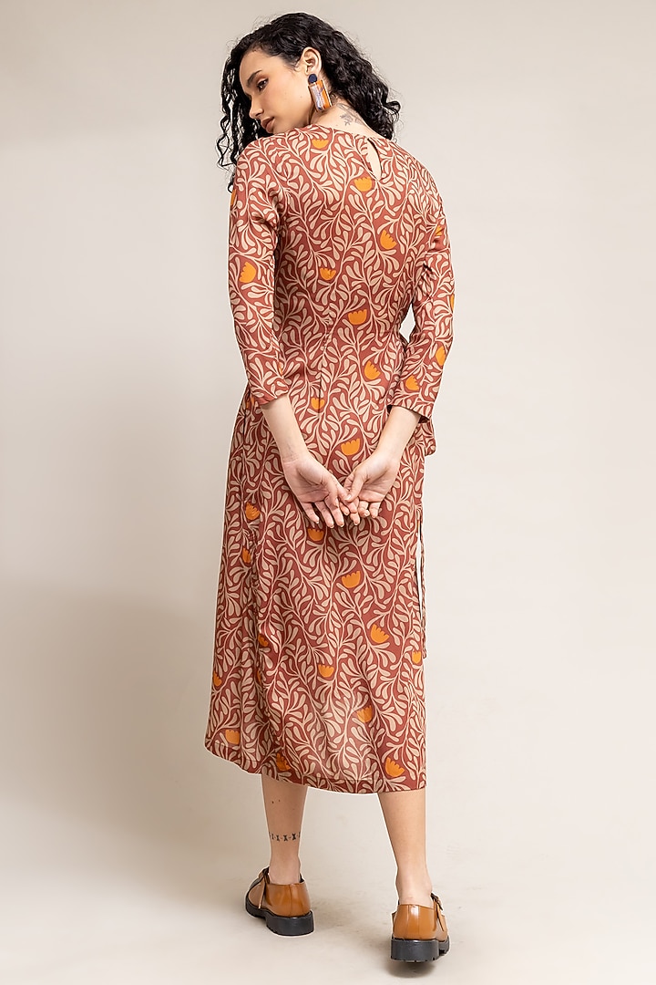 Rust Printed Summer Dress in Modal by Doodlage at Pernia's Pop Up Shop