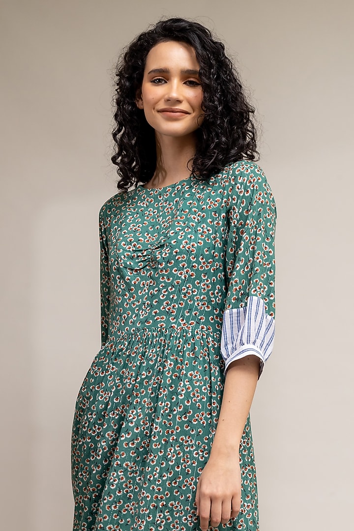 Green Printed Summer Dress by Doodlage at Pernia's Pop Up Shop