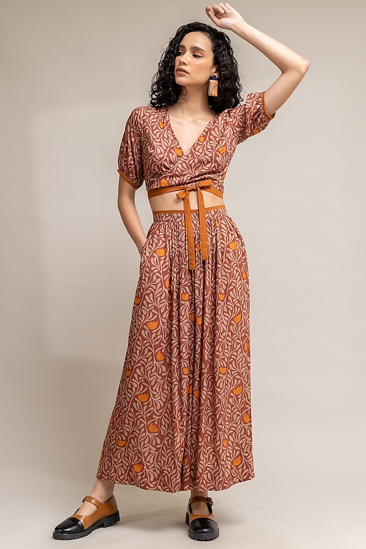 Rust Printed Co-Ord Set by Doodlage at Pernia's Pop Up Shop