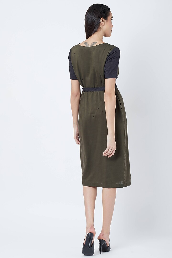 Olive Green Knotted Midi Summer Dress by Doodlage at Pernia's Pop Up Shop