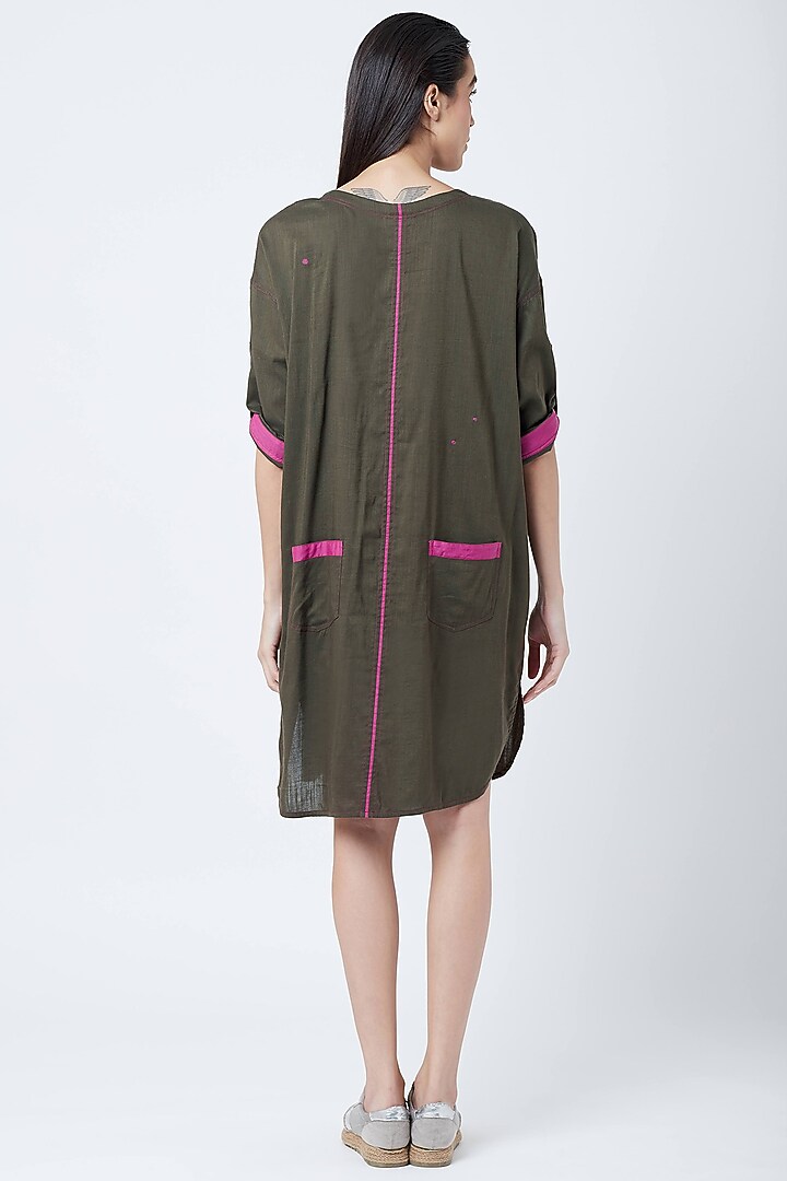 Olive Green Tunic With Back Pockets by Doodlage at Pernia's Pop Up Shop