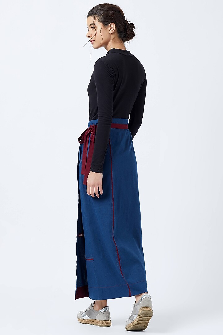 Blue Wrap Skirt With Belt by Doodlage at Pernia's Pop Up Shop