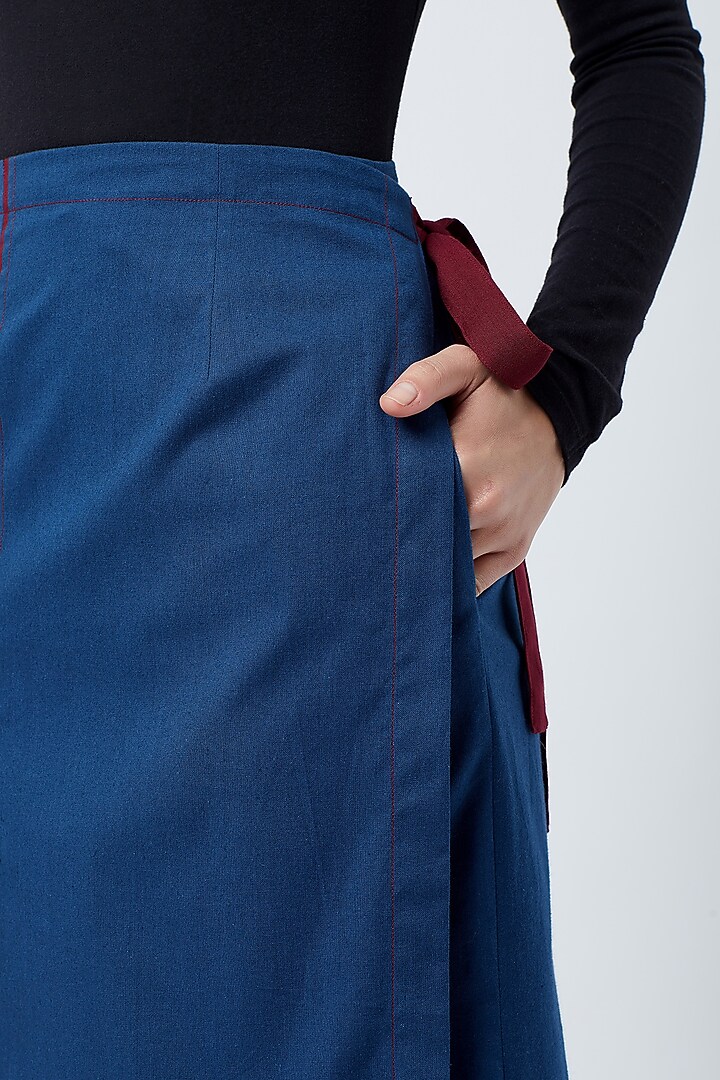Blue Wrap Skirt With Belt by Doodlage at Pernia's Pop Up Shop