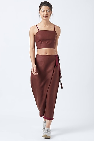 Brown Overlap Pants by Doodlage