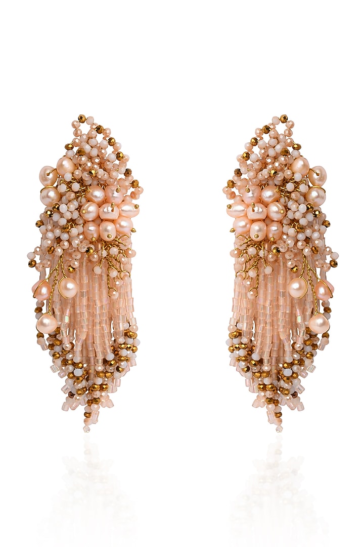 Gold Finish Fresh Water Pearl Dangler Earrings by House of D'oro at Pernia's Pop Up Shop