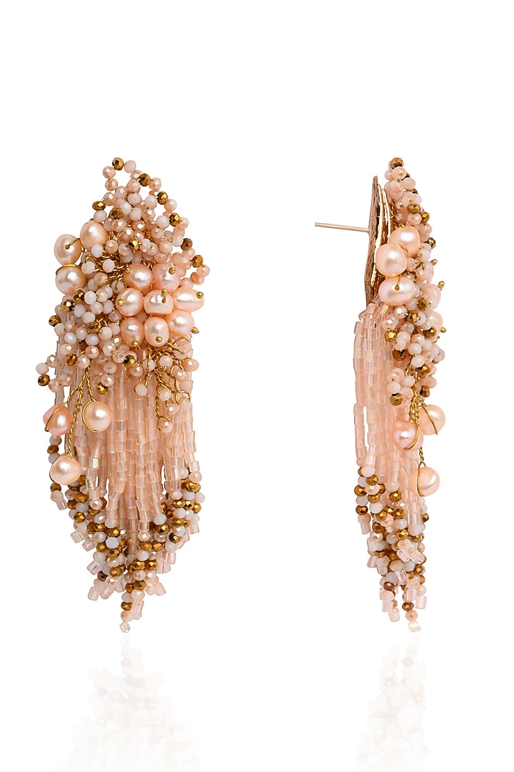Gold Finish Fresh Water Pearl Dangler Earrings by House of D'oro at Pernia's Pop Up Shop