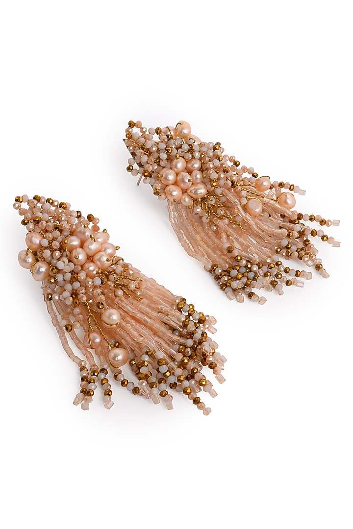 Gold Finish Fresh Water Pearl Dangler Earrings by House of D'oro at Pernia's Pop Up Shop