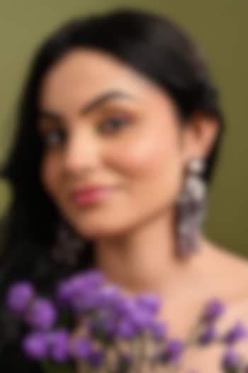 Gold Finish Purple Monalisa Stone & Pearl Dangler Earrings by House of D'oro at Pernia's Pop Up Shop