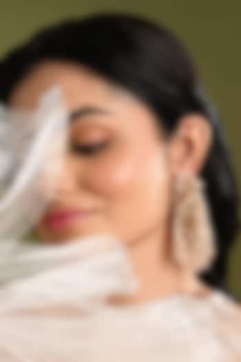 Gold Finish Peach Quartz & Crystal Dangler Earrings by House of D'oro at Pernia's Pop Up Shop