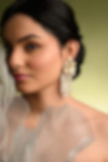 Gold Finish White Mother Of Pearl Dangler Earrings by House of D'oro at Pernia's Pop Up Shop