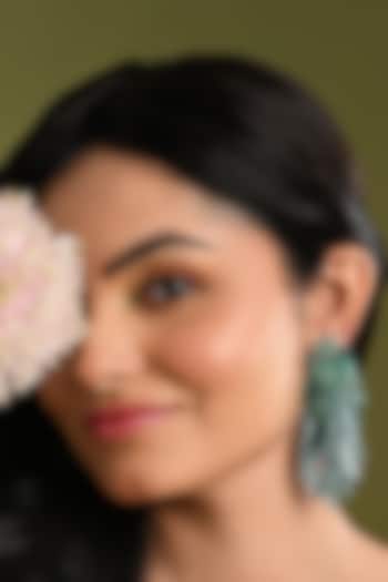 Gold Finish Green Quartz Dangler Earrings by House of D'oro at Pernia's Pop Up Shop