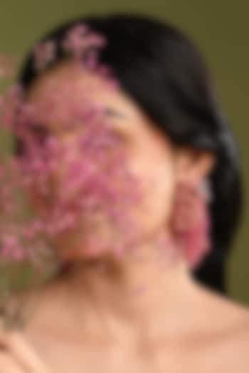 Gold Finish Rose Quartz & Crystal Dangler Earrings by House of D'oro at Pernia's Pop Up Shop