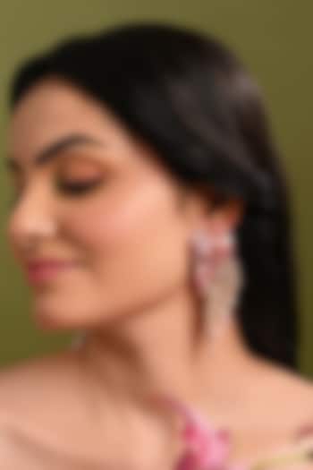 Gold Finish Pink Mother Of Pearl Dangler Earrings by House of D'oro at Pernia's Pop Up Shop