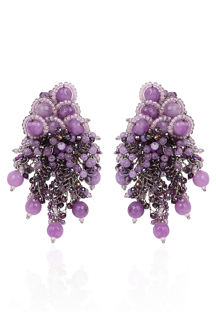 Gold Finish Lilac Quartz Dangler Earrings by House of D'oro at Pernia's Pop Up Shop