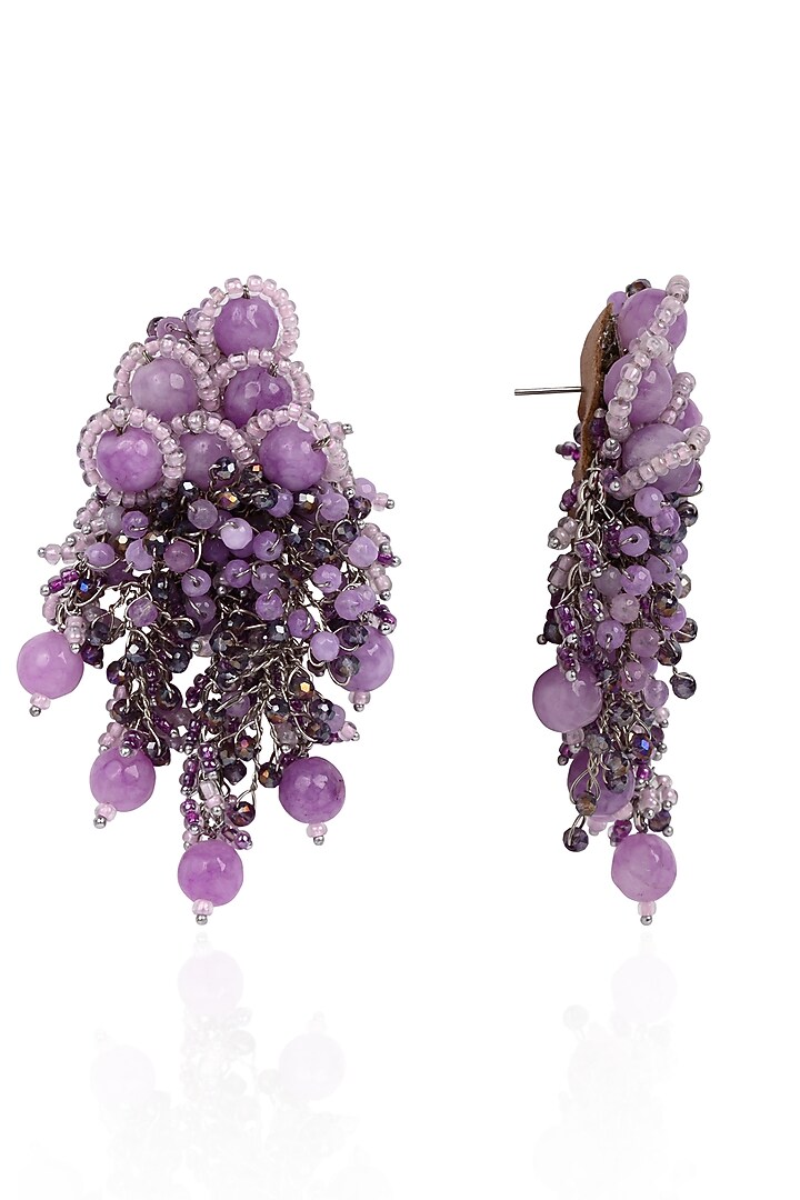 Gold Finish Lilac Quartz Dangler Earrings by House of D'oro at Pernia's Pop Up Shop