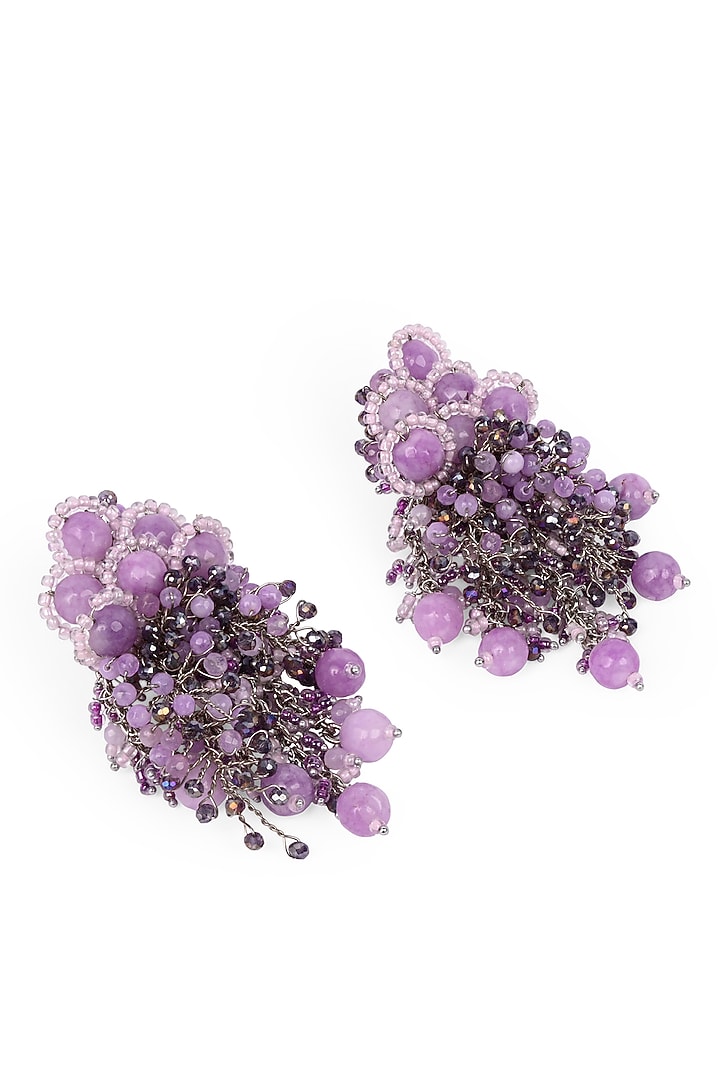 Gold Finish Lilac Quartz Dangler Earrings by House of D'oro at Pernia's Pop Up Shop