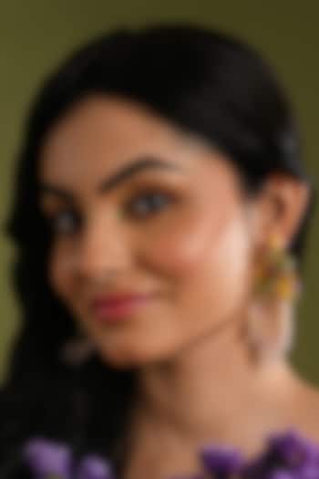 Gold Finish Multi-Colored Monalisa Stone Dangler Earrings by House of D'oro at Pernia's Pop Up Shop