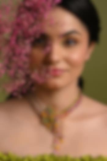 Gold Finish Multi-Colored Stone & Beaded Choker Necklace by House of D'oro at Pernia's Pop Up Shop