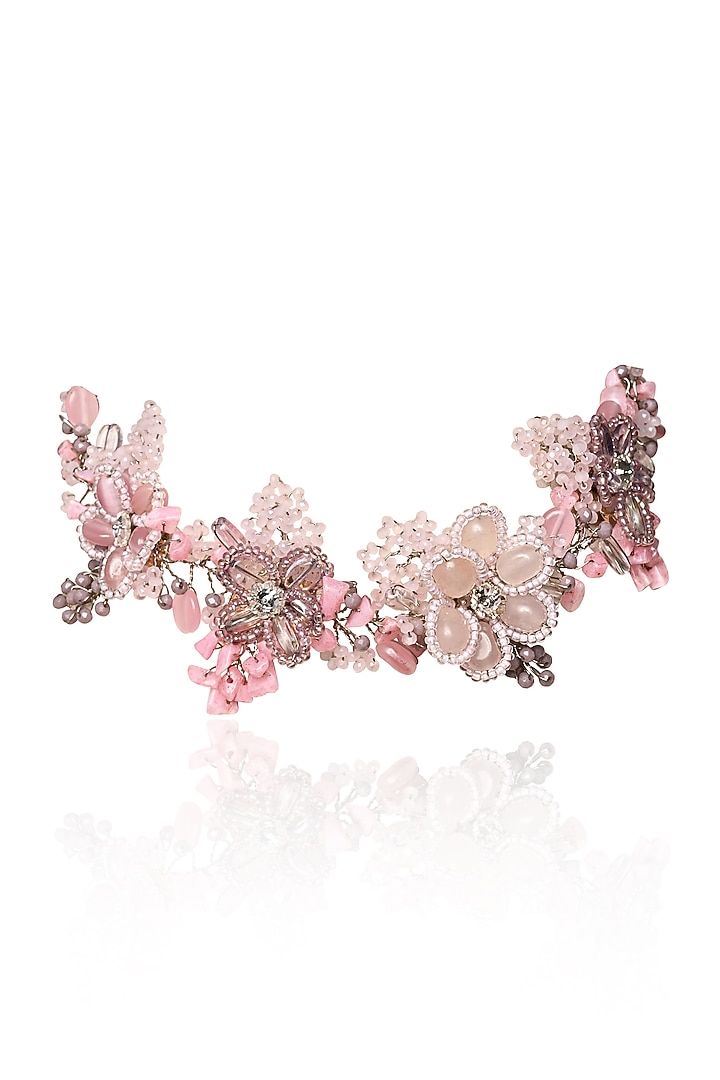 Gold Finish Pink & Lilac Stone Choker Necklace by House of D'oro at Pernia's Pop Up Shop
